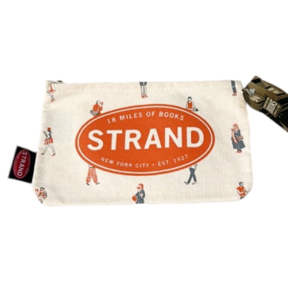 Strand New York 18 miles of books zip closure pencil cosmetics case 6x10”